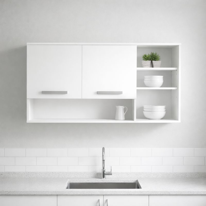 Kabinet Dapur Gantung Minimalis 120 cm Rak Dapur Kayu Modern Putih