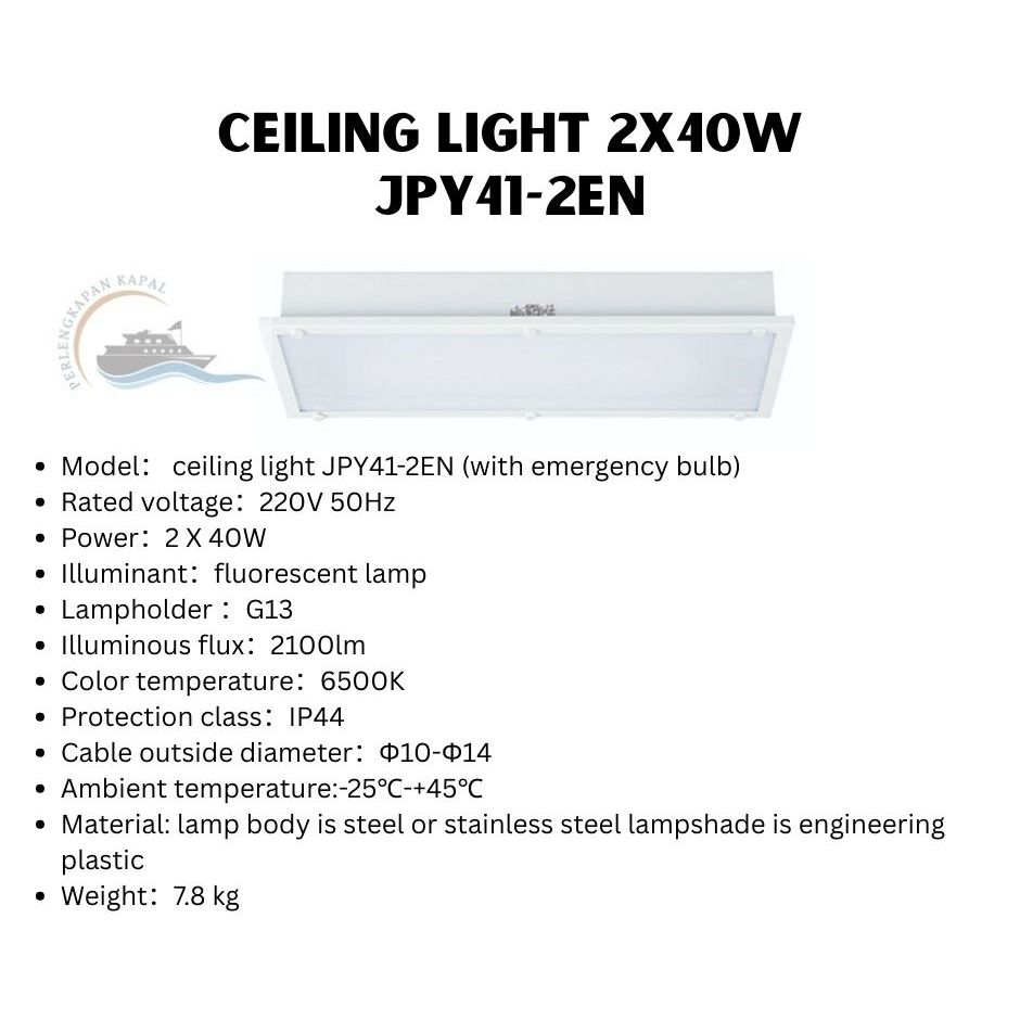 Fluorescent Light Flush Mount JPY41-2EN/ Lampu TL 2x40Watt Model Tanam