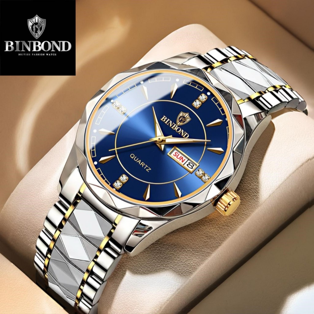 BINBOND Jam Tangan Pria Anti Air Original Stainless Steel Elegan Fashion Bisnis Luminous Men Watch