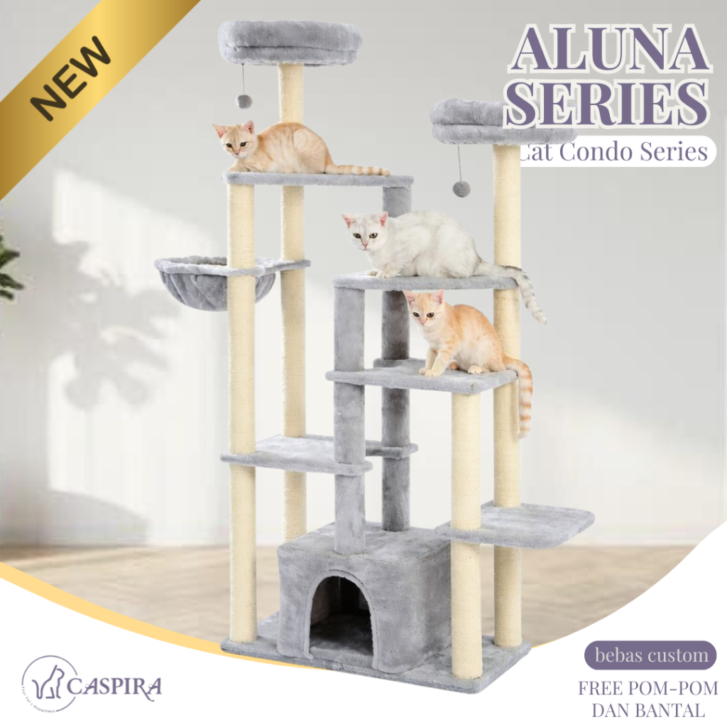 Caspira Aluna Series - Rumah Ayunan Kucing Dewasa - Cat Condo Scratcher Kucing Anggora Persia - Mena
