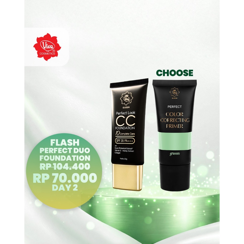 Paket 1 Viva Queen CC Foundation, 1 Viva Queen Correcting Primer Foundation Viva Cosmetic