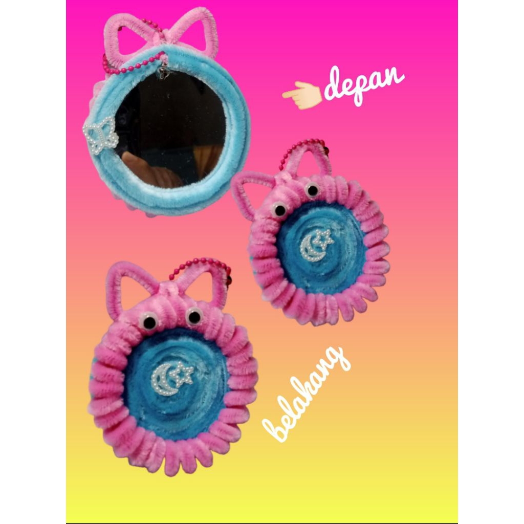 [HANDMADE] Ganci Kaca Estetik Kawat Bulu / Mirror Bag Charm Karakter Pipe Cleaner - Twisty Craft
