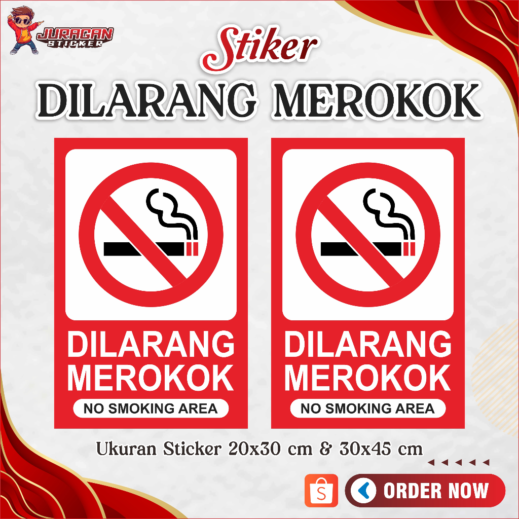 Stiker Area Dilarang Merokok Anti Air, Tahan Lama, Warna Cerah Awet