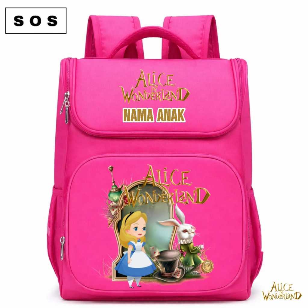 TAS ANAK GRATIS CUSTOM NAMA GAMBAR ALICE WONDERLAND TAS ANAK