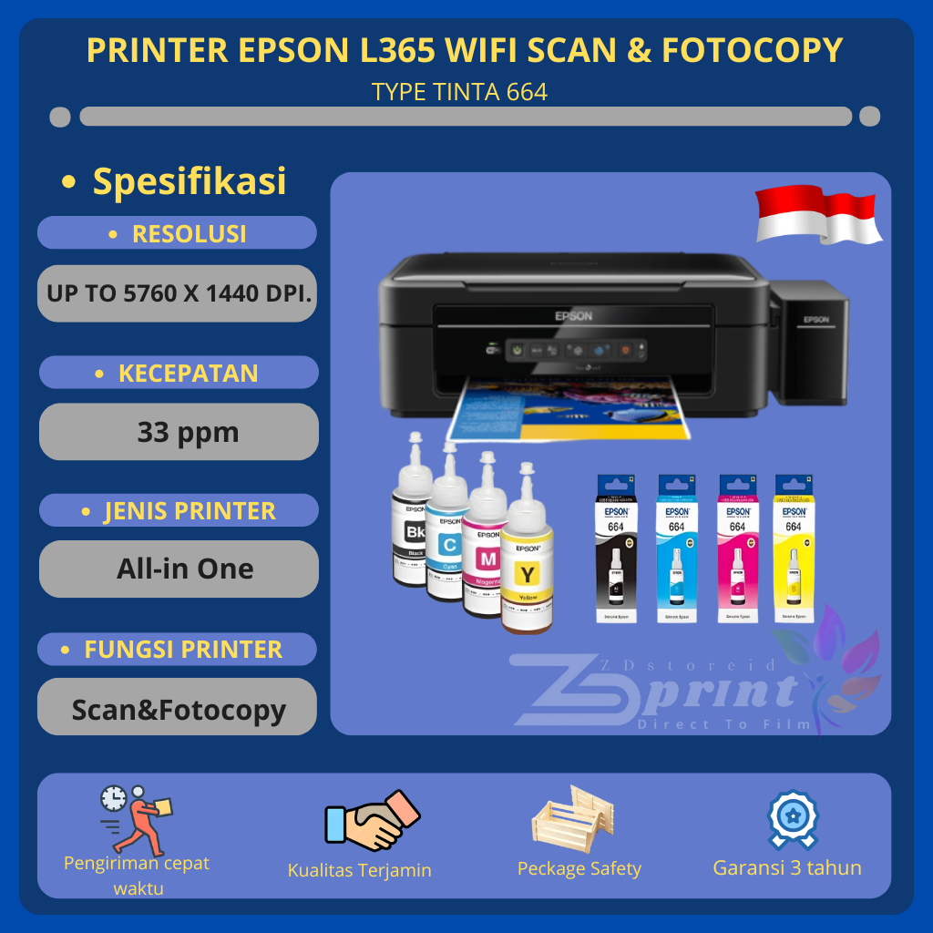 Printer Epson L365 WIFI Scan & Fotocopy