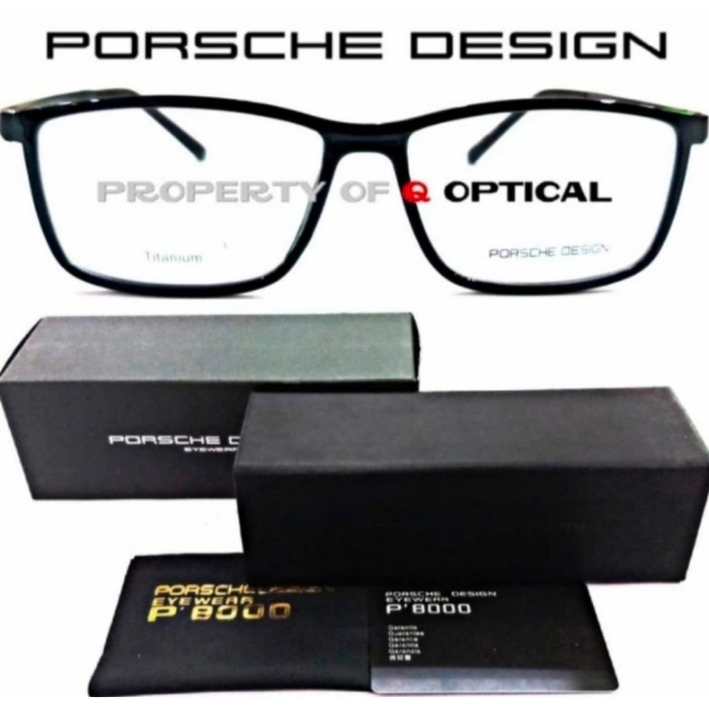 Kacamata Frame Pria Porsche Design P8228 Black Glossy Model Sporty