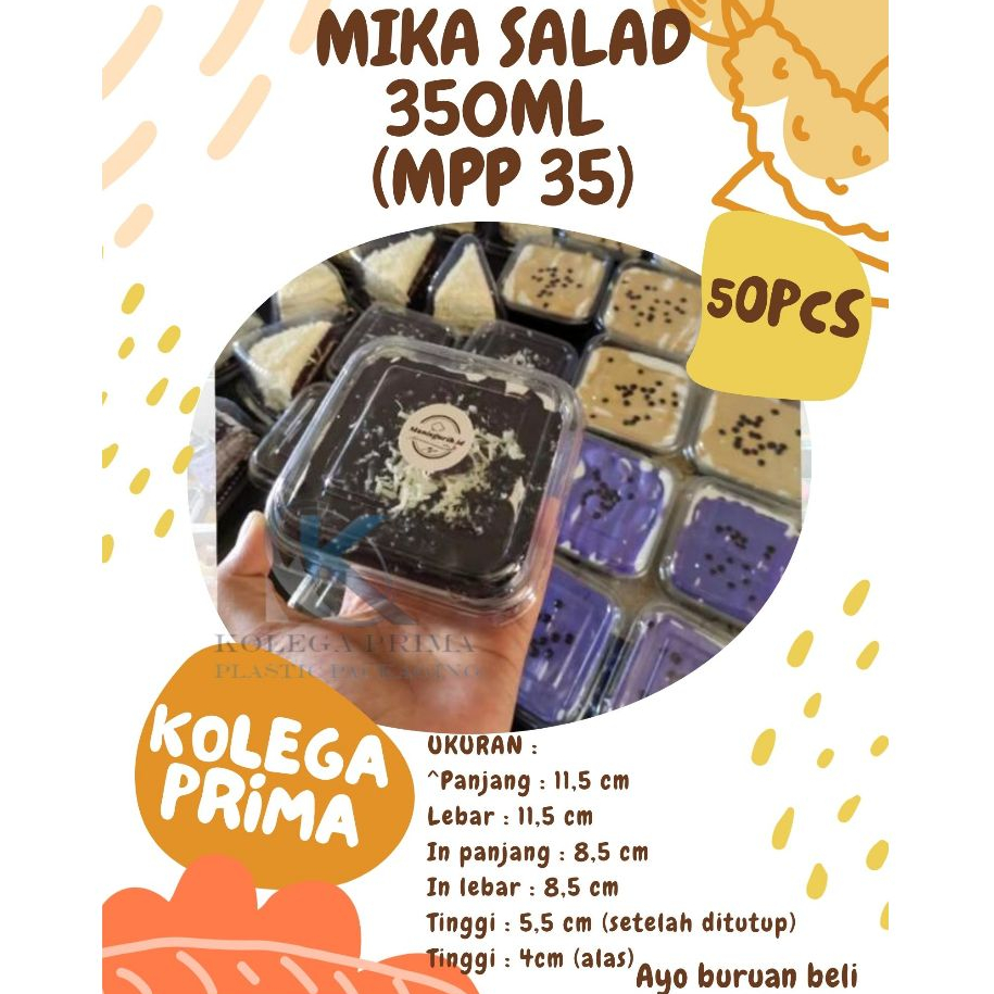 MIKA SALAD KOTAK 350ML/ MIKA MPP 35/MIKA SALAD BUAH/ MIKA MOCHI/ TRAY SALAD MURAH ISI 50SET