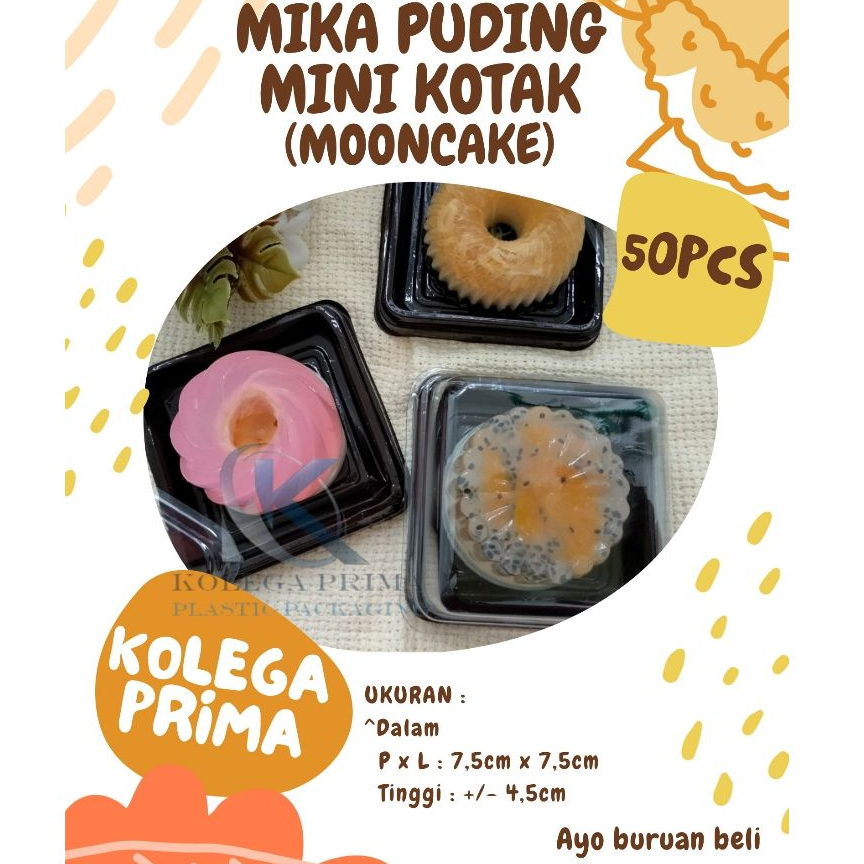 MIKA MOONCAKE/ MIKA PUDING KOTAK/ MIKA PUDING MINI CETAKAN VIRAL/ MIKA MURAH ISI 50PCS