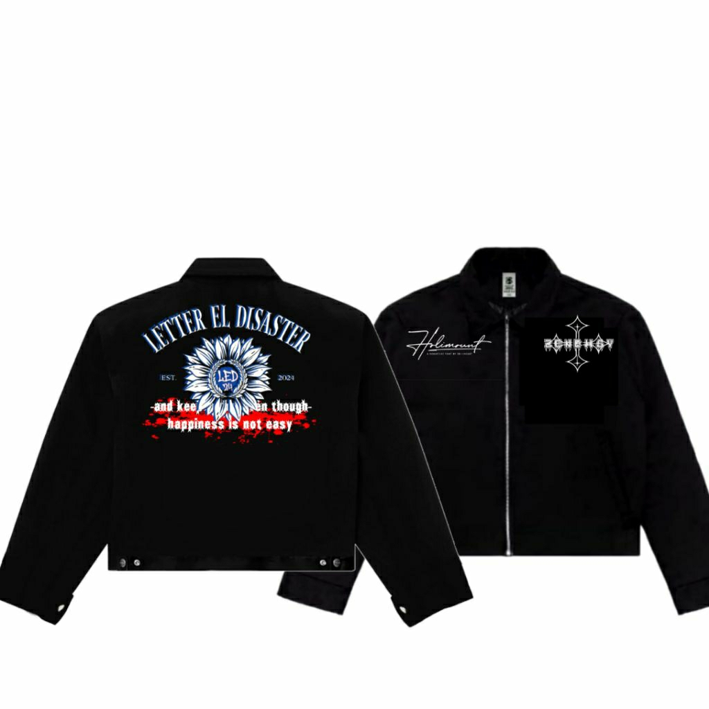 Boxy Work Jaket hitam pria Jaket boxy pria wanita Unisex