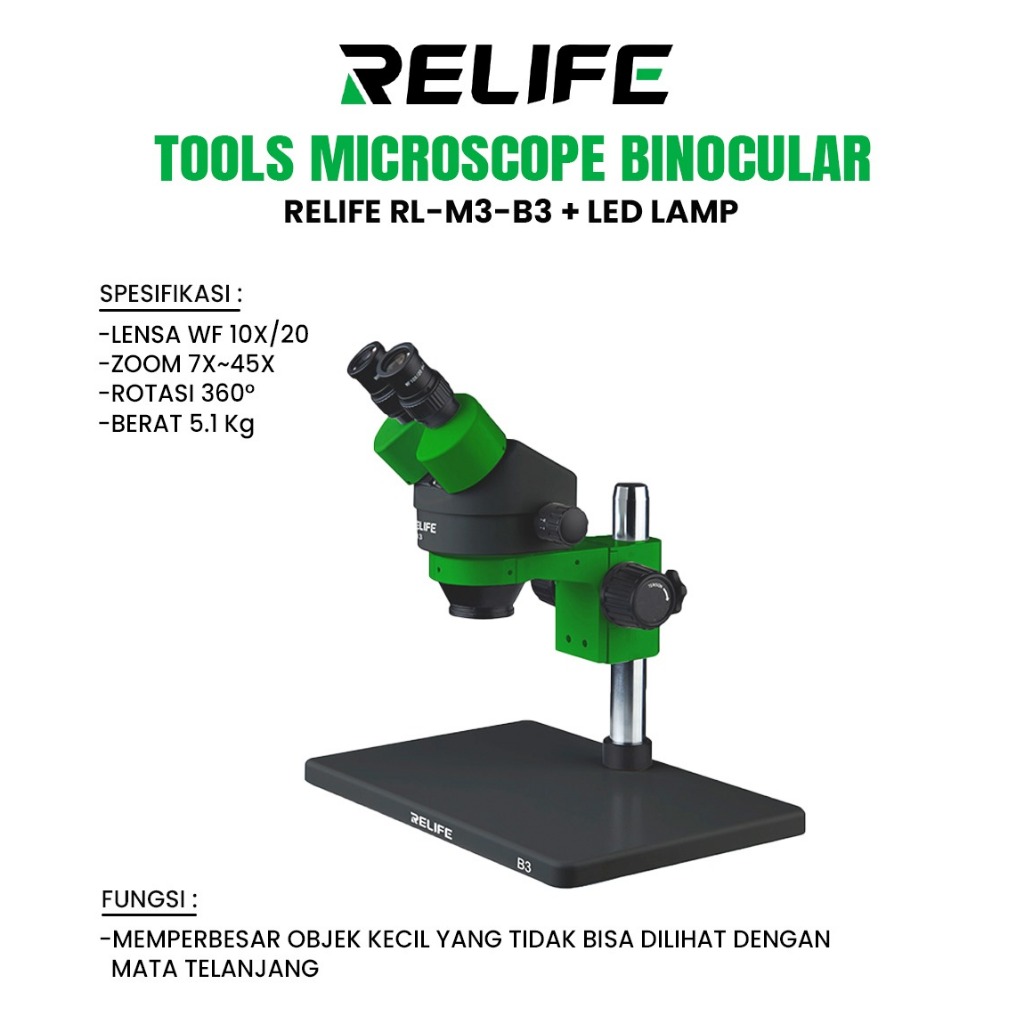TOOLS MICROSCOPE RELIFE BINOCULAR RL-M3 B3  ZOOM STREO + LED LAMP