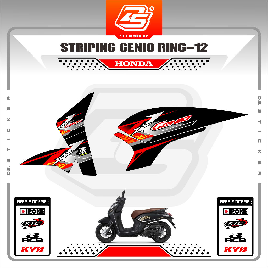 Stiker Striping Motor Honda Genio Sticker List Variasi Simpel Genio 2022 2023 2024 Premium DS-15 DS 