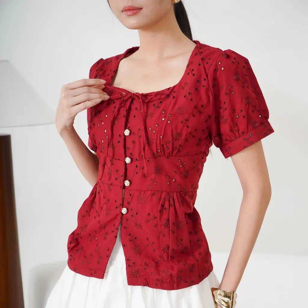 Aleya Peplum Top Katun Bolong