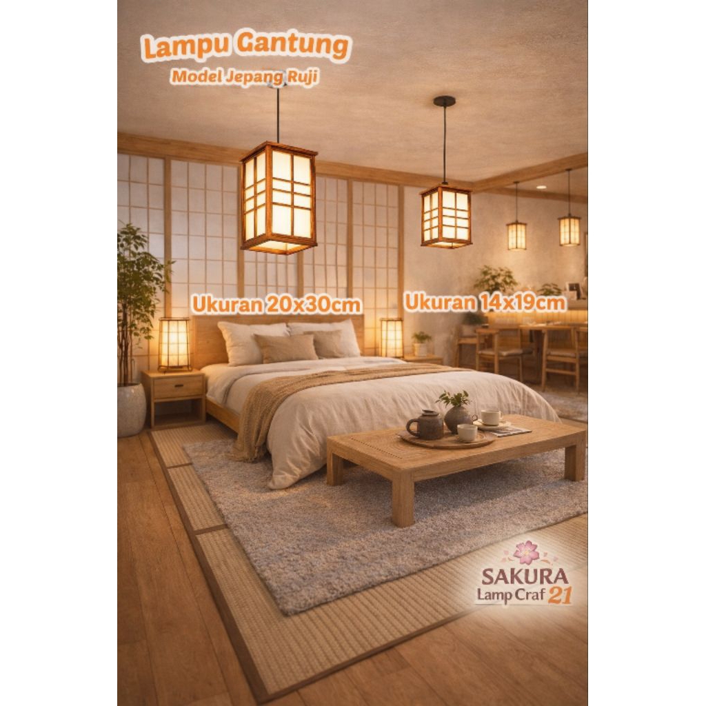 kap lampu gantung model jepang ruji elegan,|kap lampu kayu minimalis modern estetik