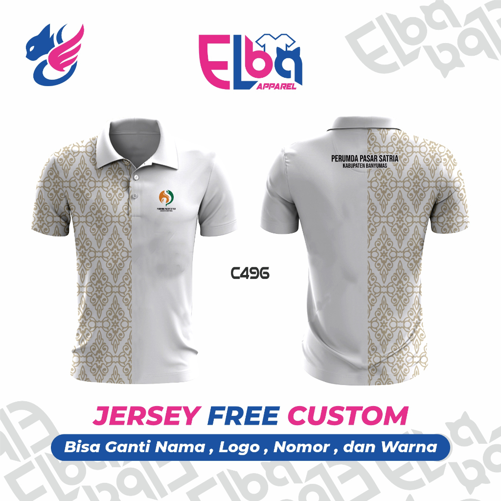 Kaos Jersey Kerah Batik Full Printing free custom