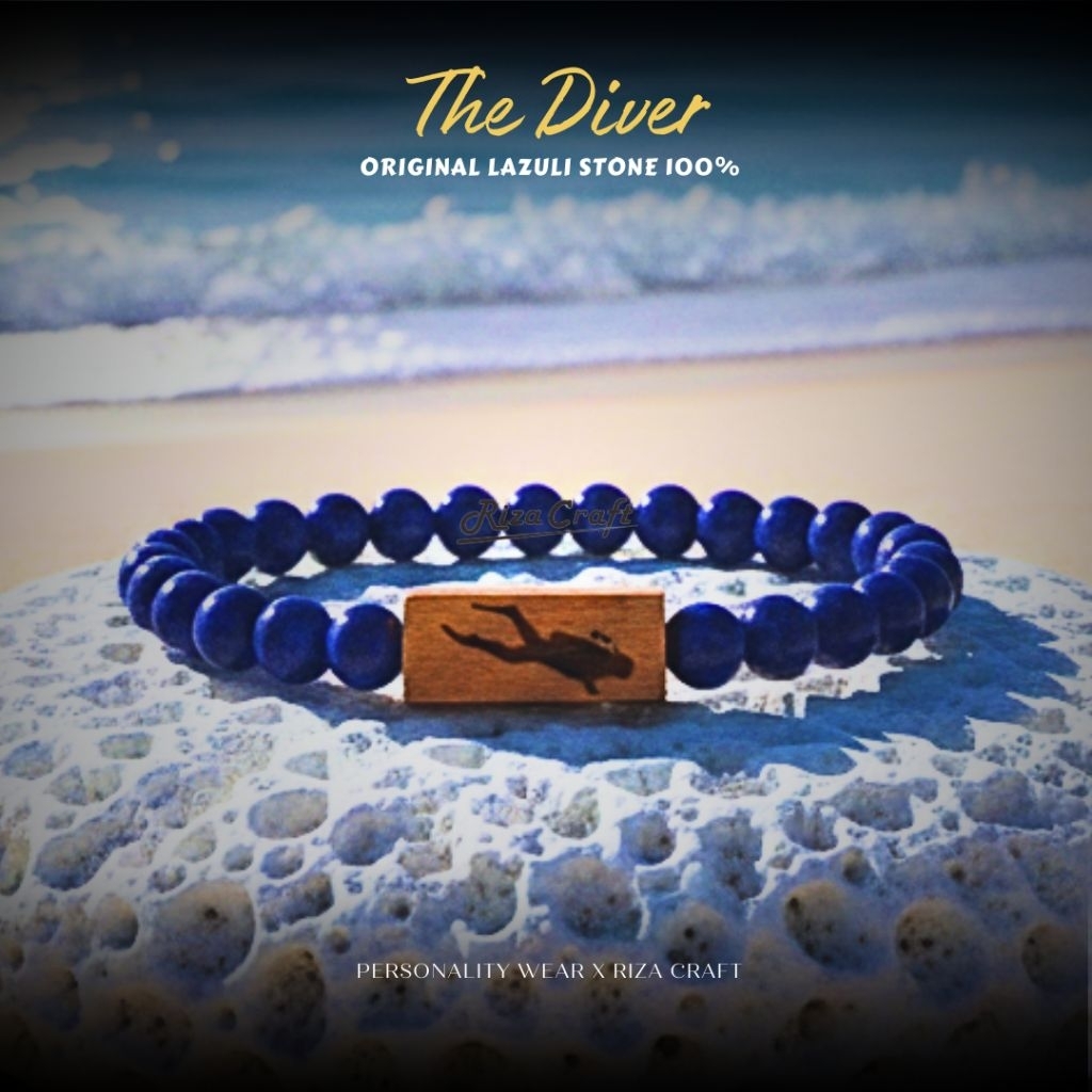 THE DIVER Batu Kristal Alam Batu Akik Lapis Lazuli Biru ASLI Alam Natural Original