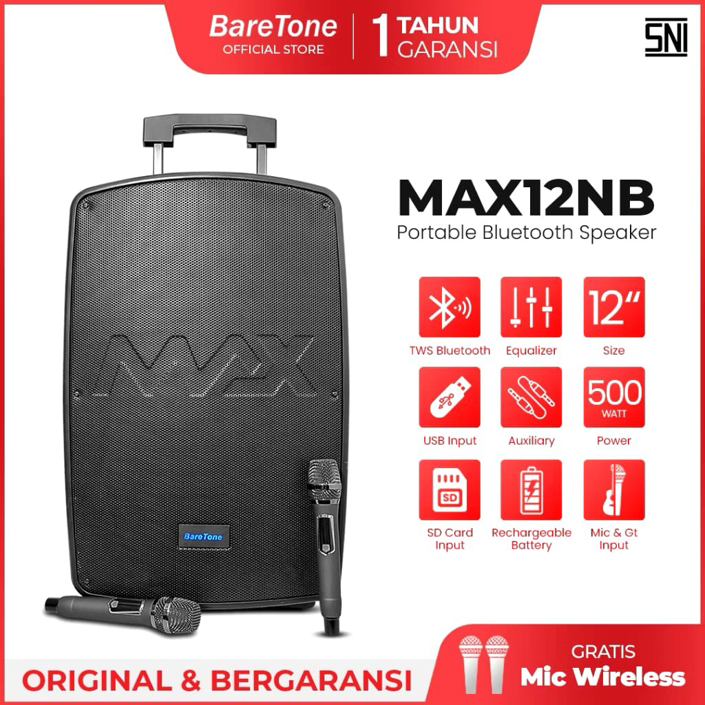 Speaker Portable Baretone Max12Nb Original Speaker 12inch Baretone max12nb