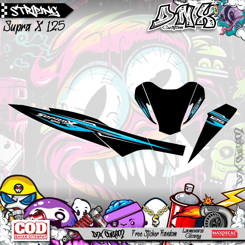 STRIPING VARIASI HONDA SUPRA KPH SUPRA X 125 SUPRA X BATMAN 2008-2012 MODEL RACING KD48