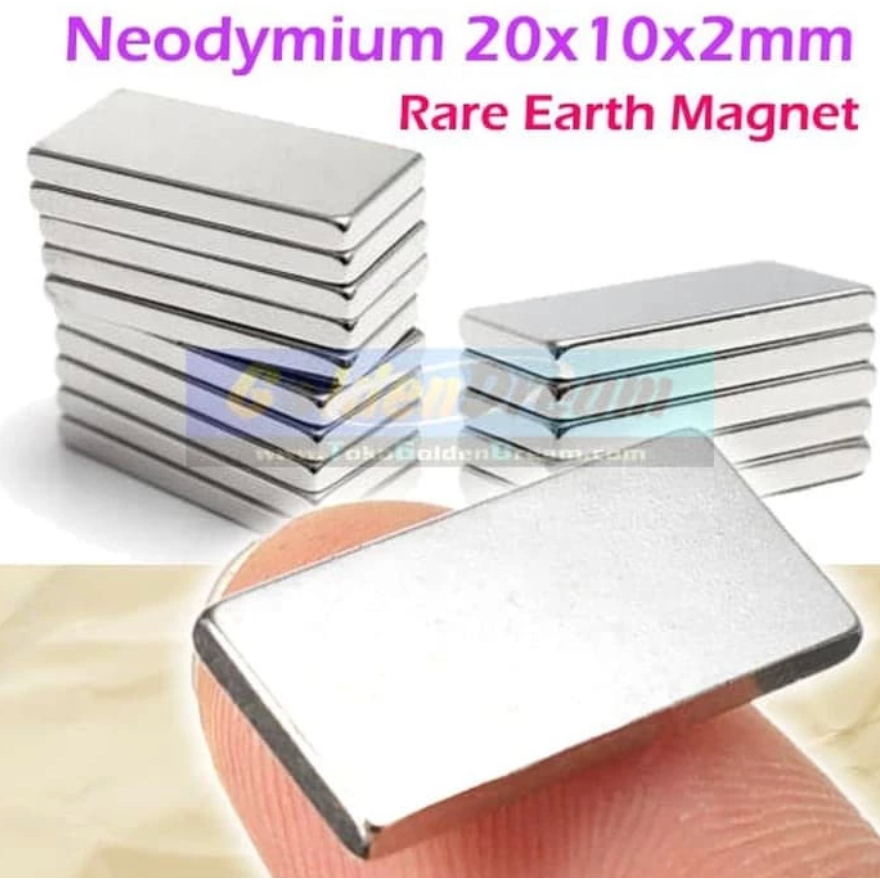 Strong Magnet Neodymium 20x10x2mm Balok Persegi Petak 20x10x2 mm Kotak 20x10x1.5mm