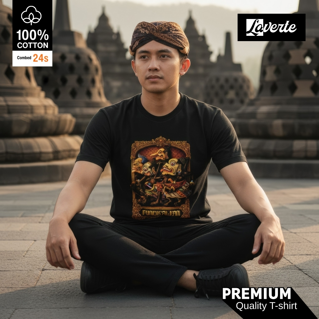 Kaos Wayang Punokawan Laverte - T-Shirt Budaya Jawa Premium 100% Cotton Combed 24s