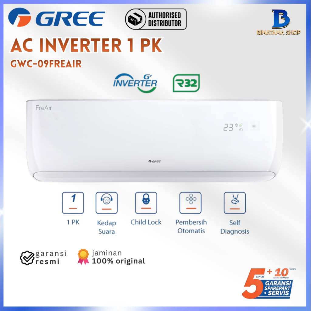 Gree AC Inverter Freair Wall Mounted 1 PK - GWC-09FREAIR