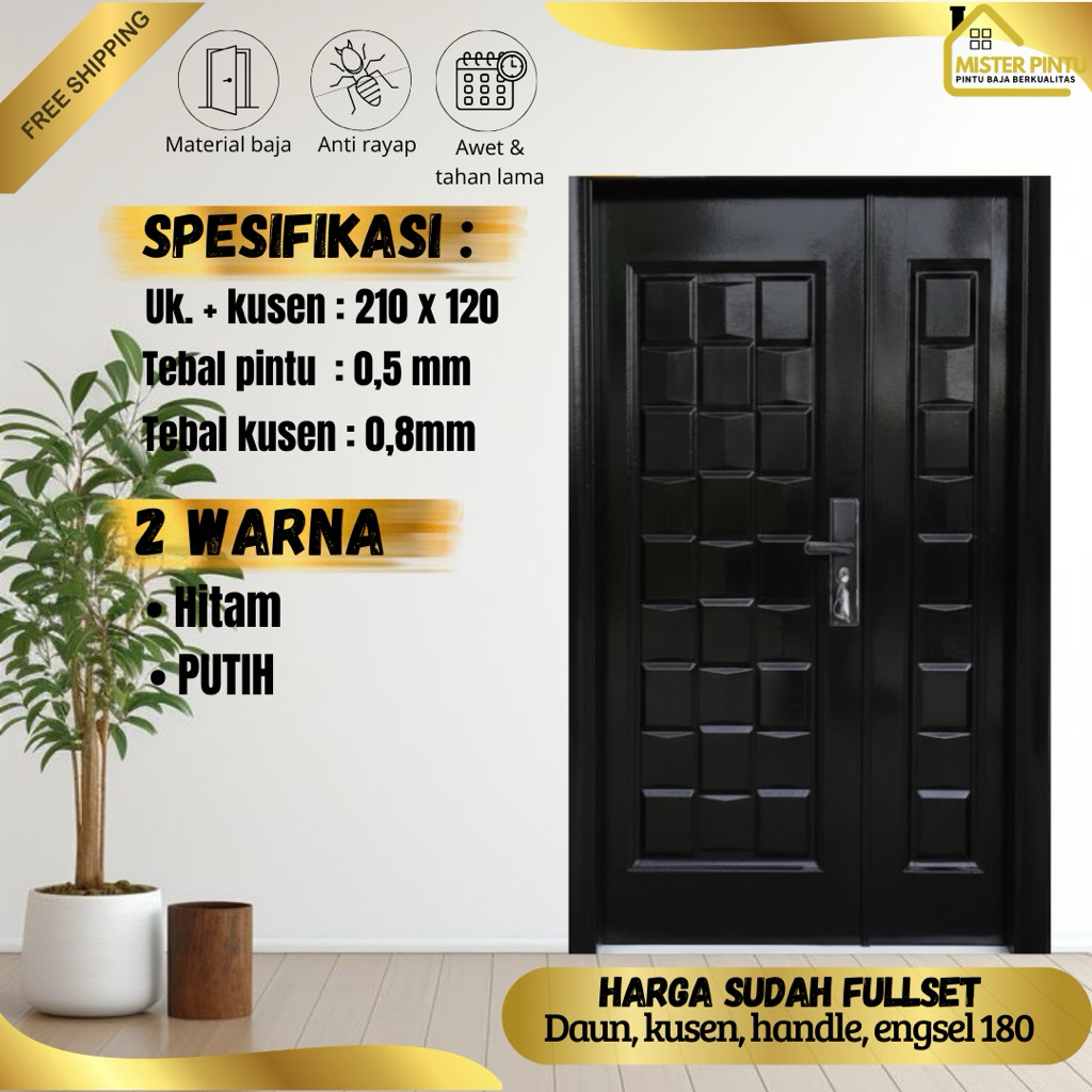 Pintu Baja Mom&Son Uk 210| Pintu utama Baja Pintu Baja Set Pintu Plate Baja / Pintu + Kusen + Handle