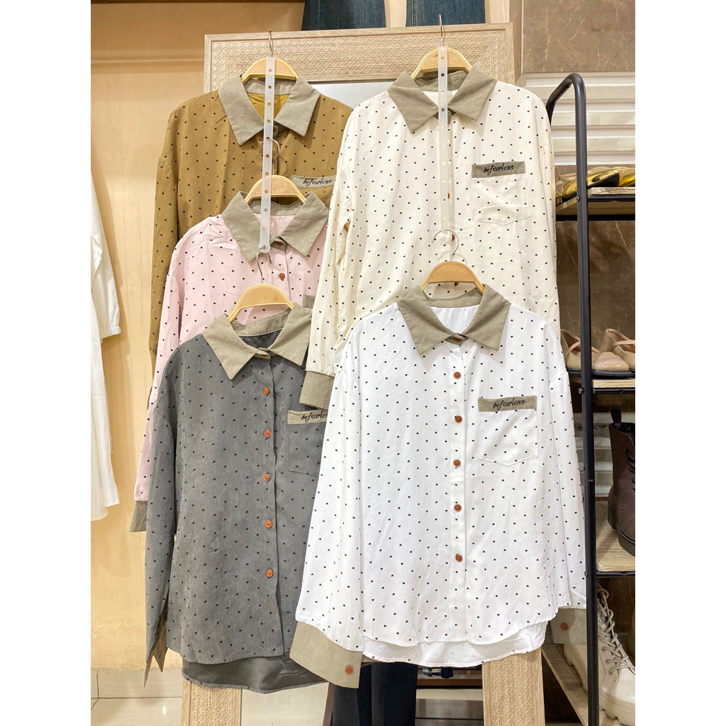 Kemeja wanita Motif Polkadot Terbaru