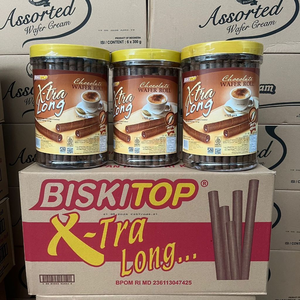 Biskitop Xtra Long Wafer Toples Coklat 700 Gr  1 DUS ISI 6 - Biskitop Astor Long - Astor Murah