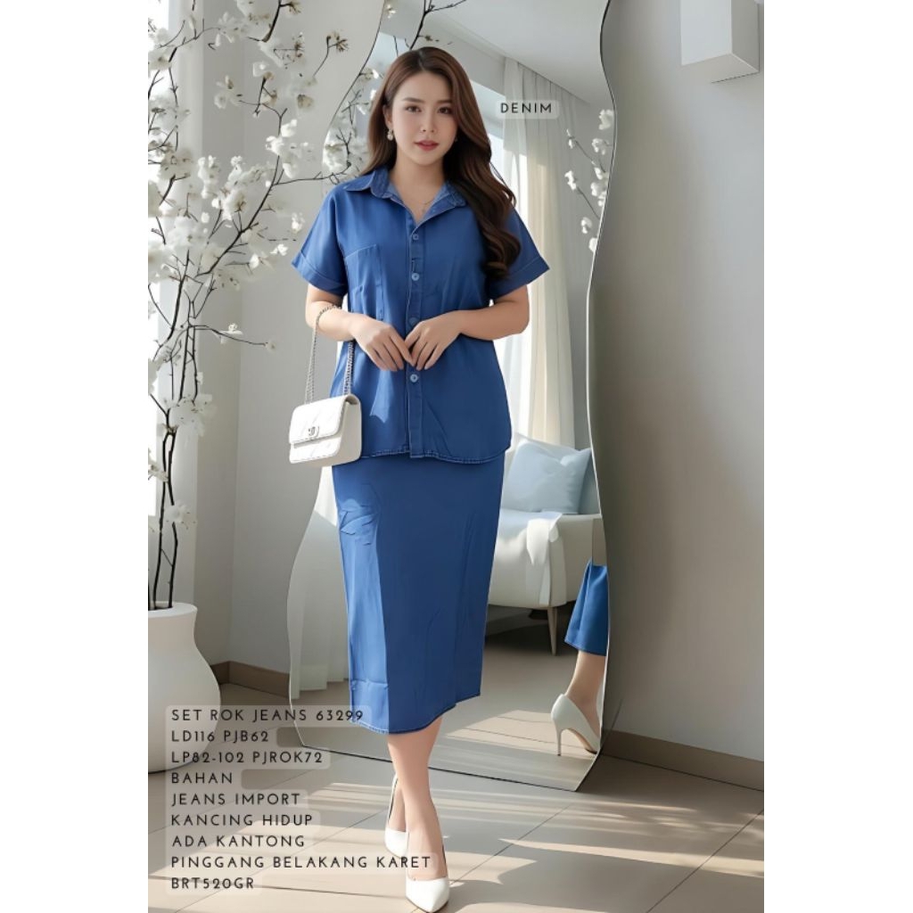 SET ROK JEANS 63299 PREMIUM/ SET DENIM WANITA IMPORT