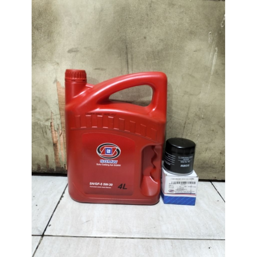 Oli Mesin Mobil Wuling SGMW SAE 5W-30 Original Wuling Kemasan 4 Liter + Filter Oli Wuling Formo 1200