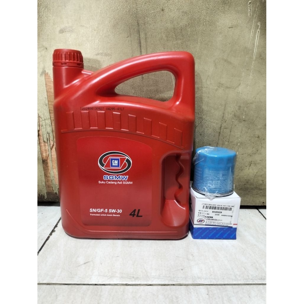 Oli Mesin Mobil Wuling SGMW SAE 5W-30 Original Wuling Kemasan 4 Liter + Filter Oli Wuling Confero 1.