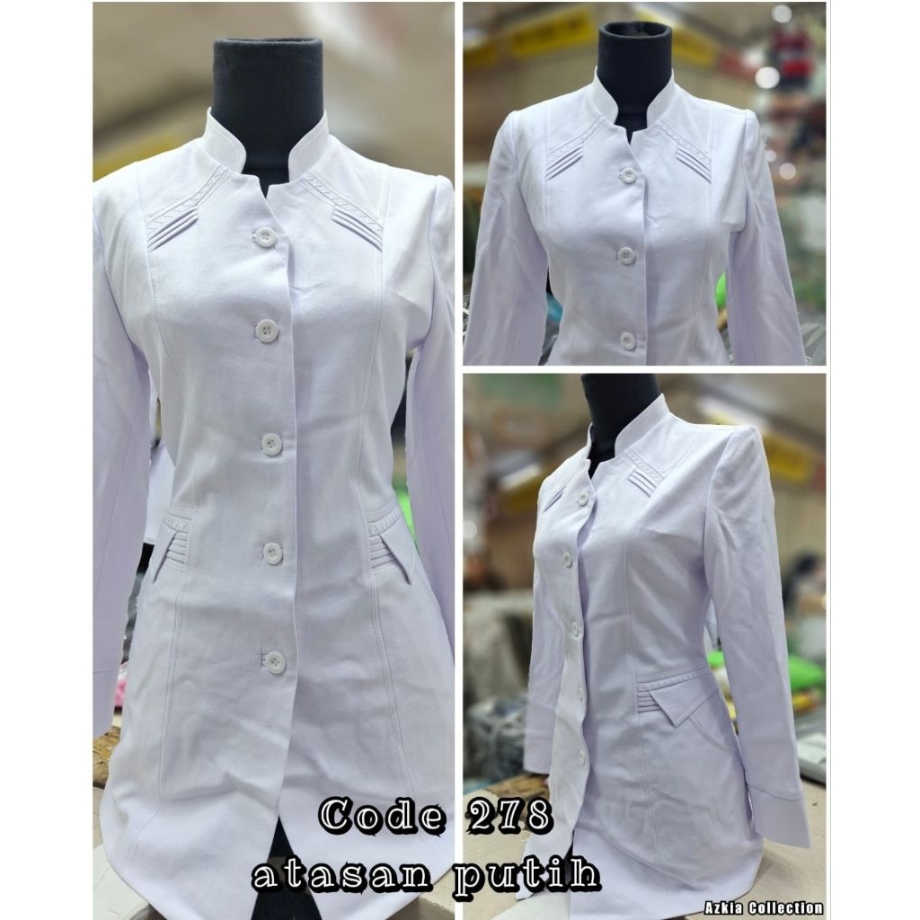 BLAZER WANITA HITAM PUTIH POLOS