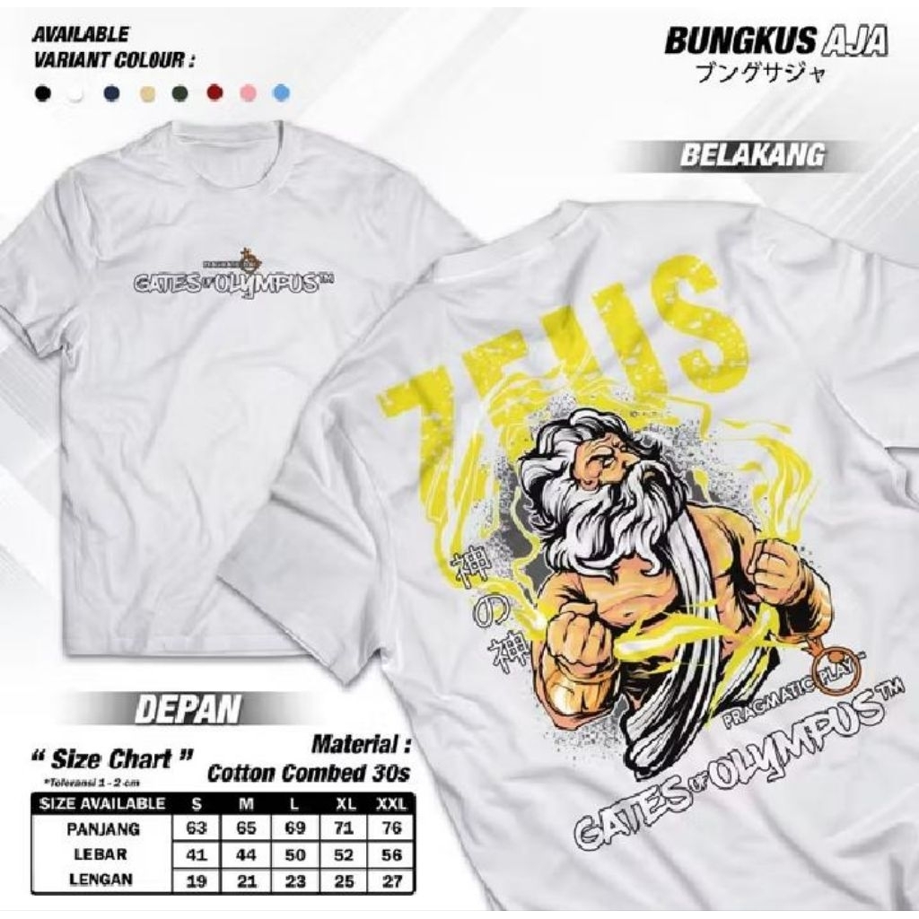 Kaos Zeus Gates Of Olympus Pragmatic Play T-shirt Game Slot