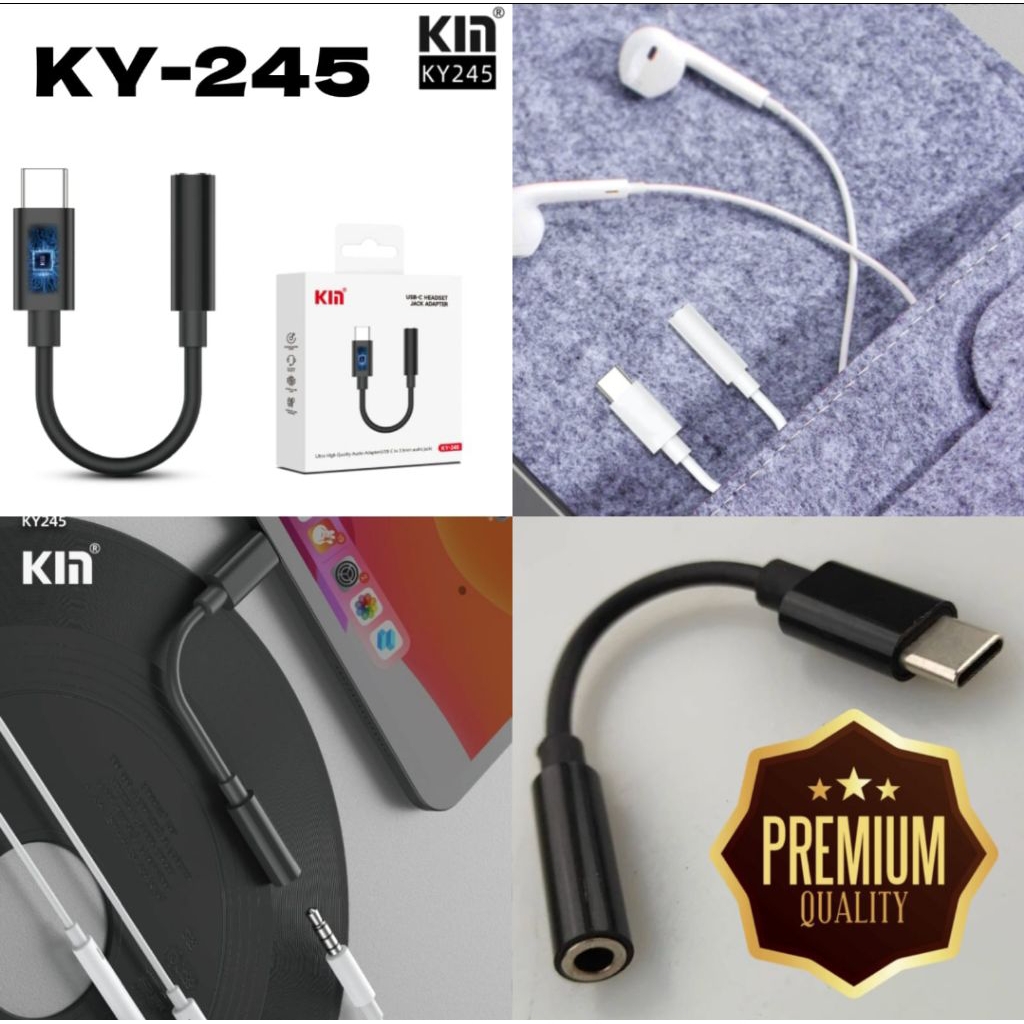 [ORIGINAL] ELCOM Sambungan Headset Type C ke Jack 3.5mm KYIN KY-245 Adapter Audio DAC