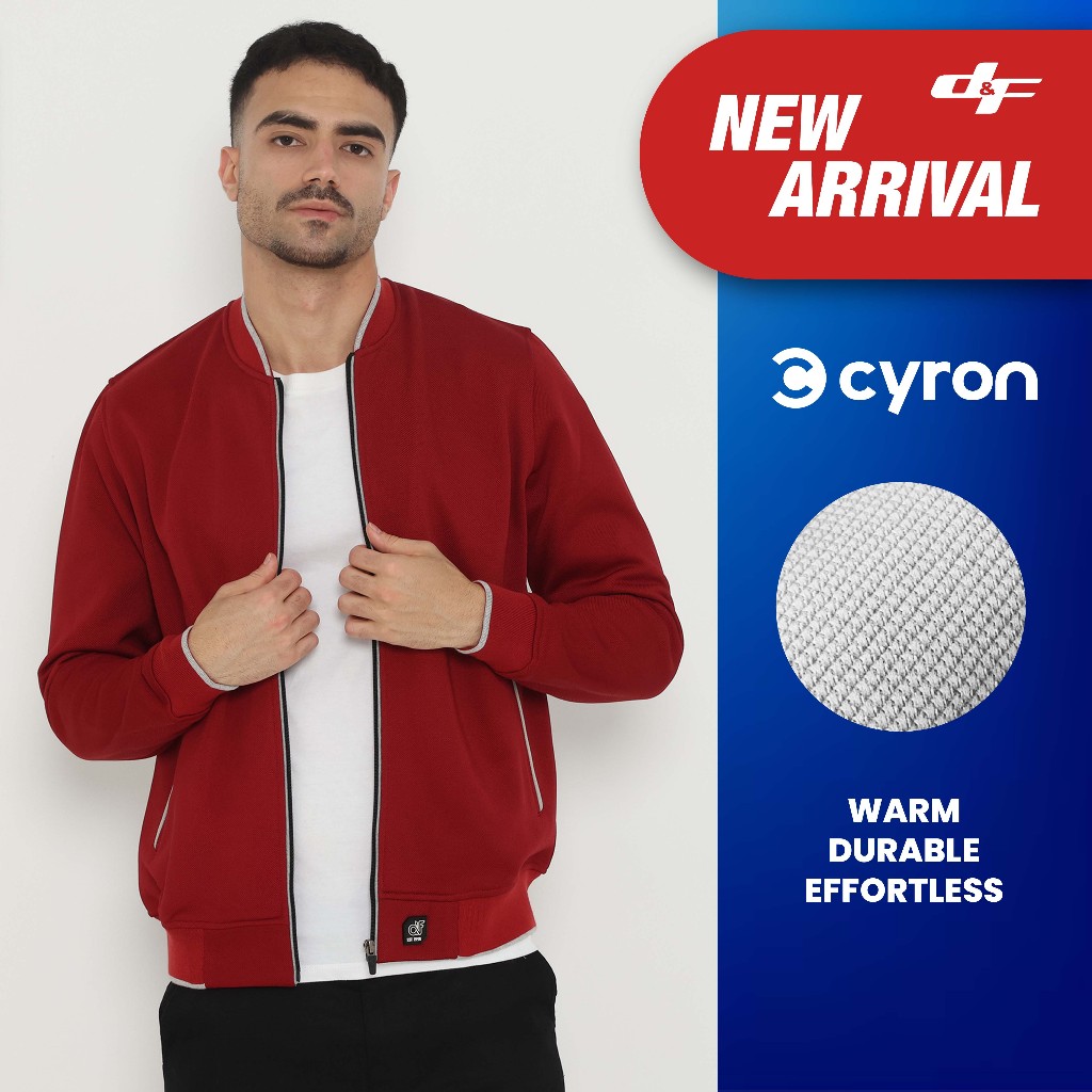 d&f Jaket Bomber pria - Maroon