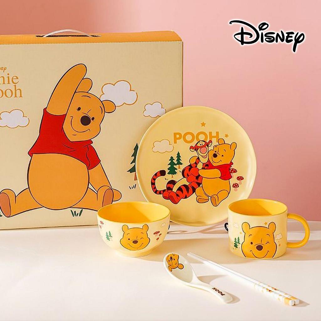 Set Makan 5pc Winnie Tiger ORI Disney Piring Mangkuk Mug Cangkir Sendok Set Makan Cute Nasi Mie Sup 