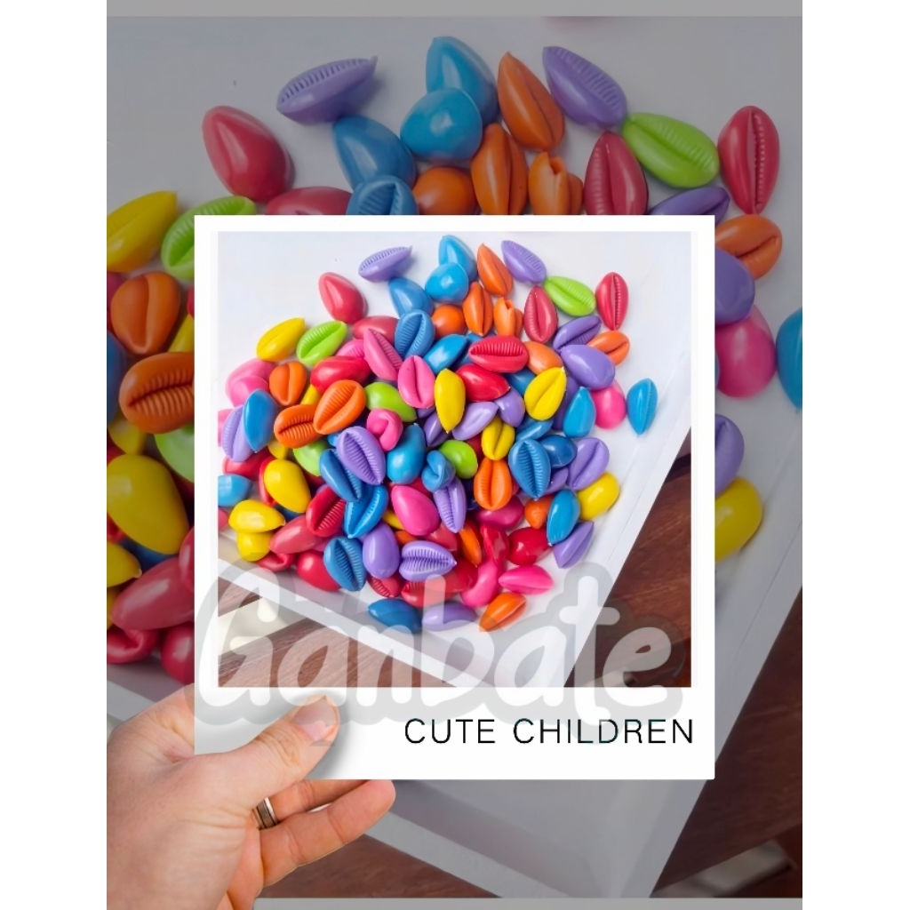 Biji Dakon isi 50pcs warna / Biji Congklak Kerang Bahan Plastik