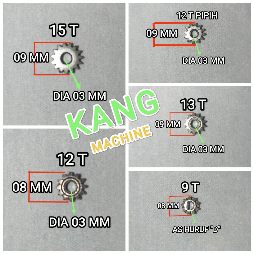 gear pinion gear dinamo gigi dinamo dc RS550 sparepart gear 15T 13T 12T 9T bor cordless / bor batera