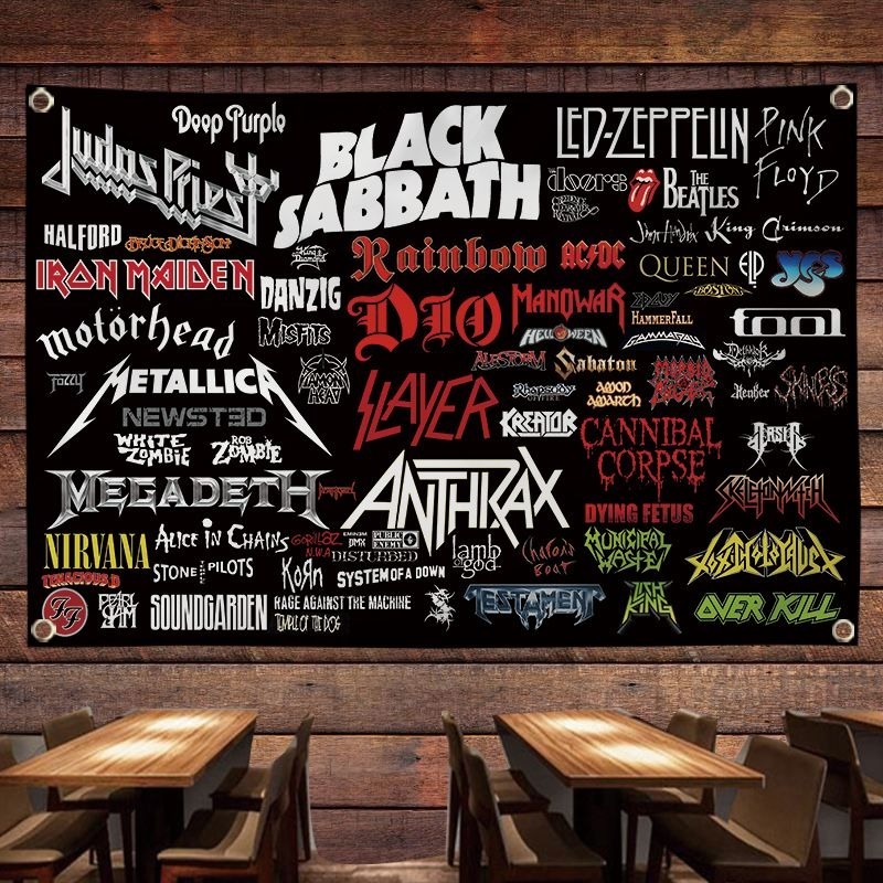 Kain latar belakang hiasan dinding puzzle musik rock untuk kamar tidur, wallpaper samping tempat tid
