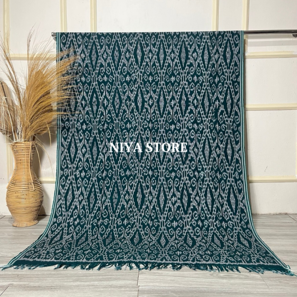 Kain Tenun Blanket Kain Tenun Tradisional Motif Sintang Kalimantan Kain Tenun Warna Hijau