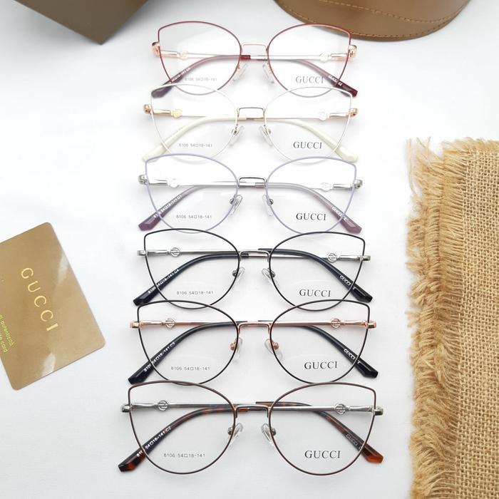 frame kacamata cat eye wanita bahan besi 8106