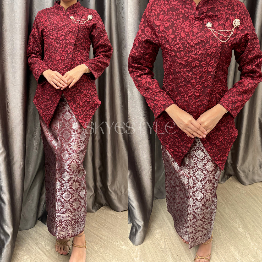 [ skyestyle ] SALE  Rok songket span belah tengah // rok songket instan