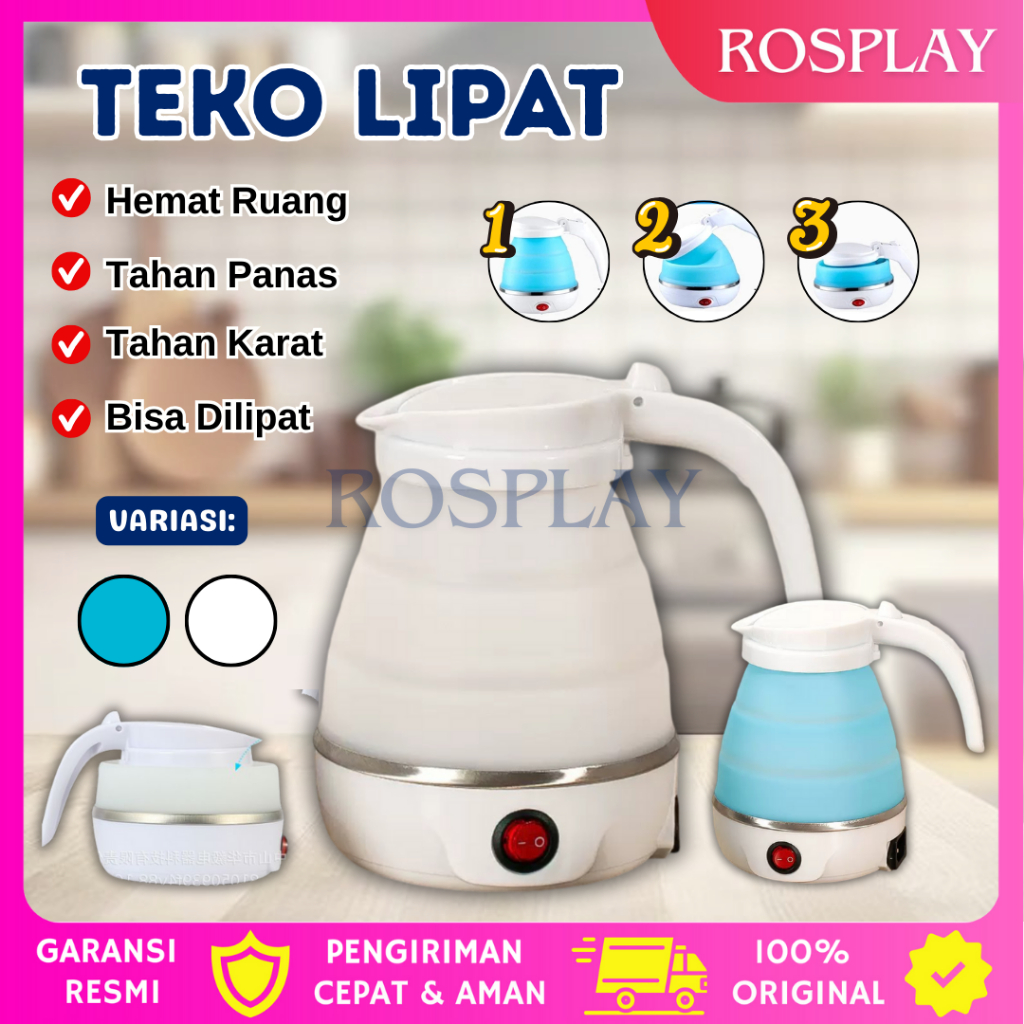 ROSPLAY Teko Listrik Lipat Portable 600ml Pemanas Air Foldable Electric Kettle Camping Travel Mini
