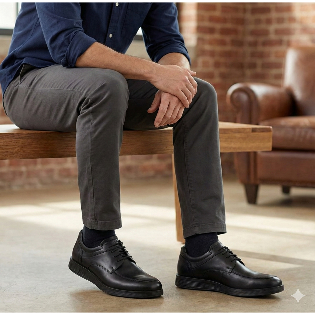 Ecco S Lite Hybrid Plain Toe Tie Shoes Black Original