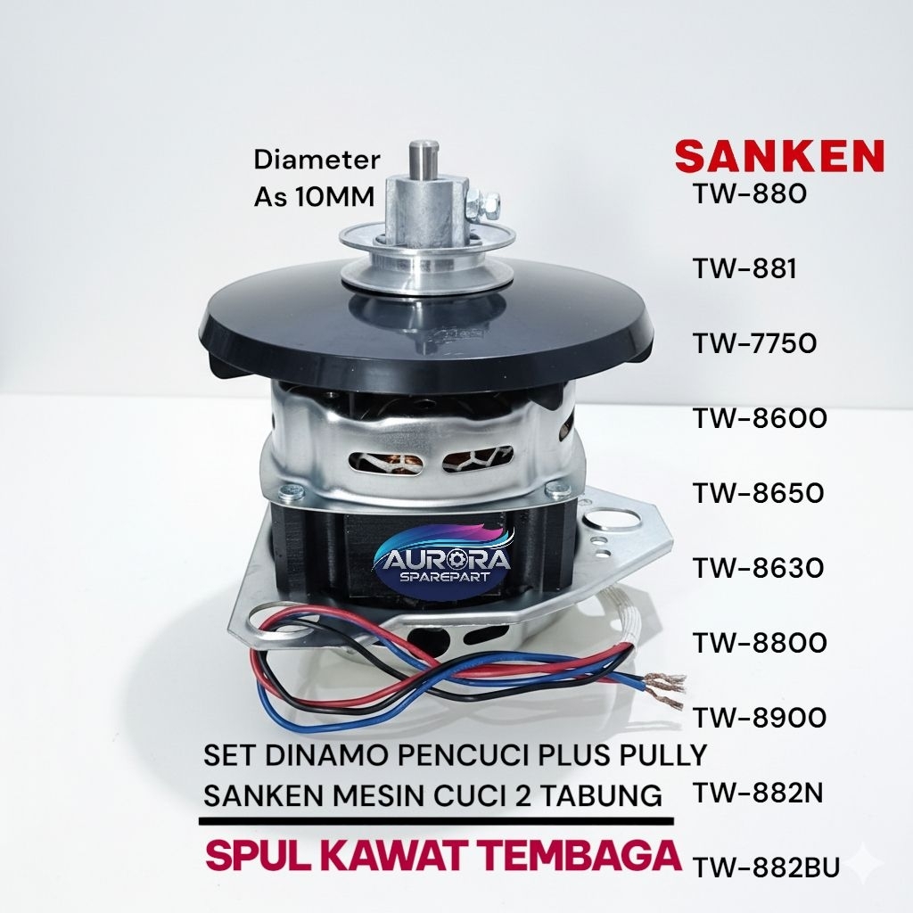 Dinamo pencuci Sanken set Pully Lilitan/Spul Tembaga Tinggi As 7CM/Dinamo Wash sanken TW-882BU TW-88