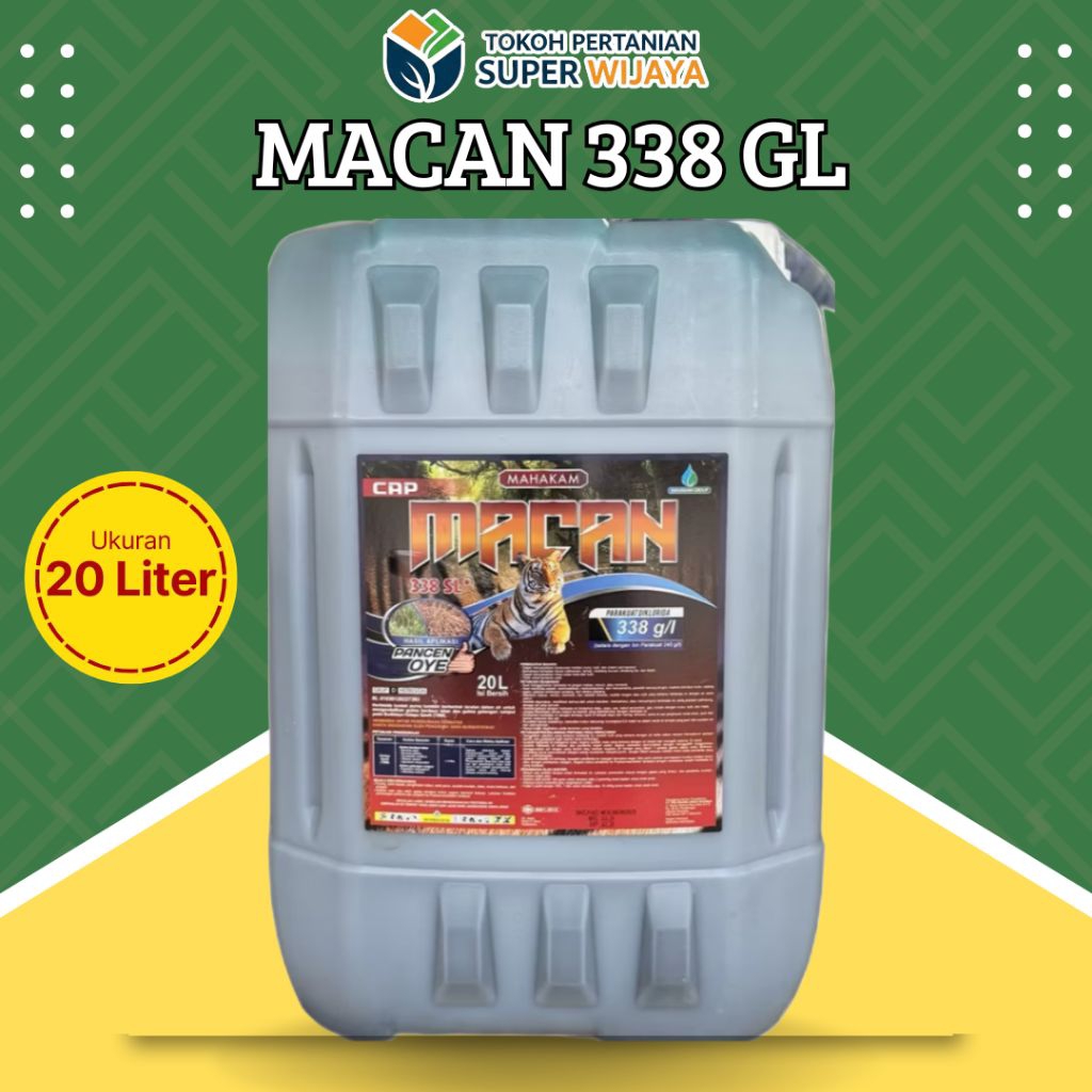 Herbisida Macan 338 GL, 20 liter, Racun rumput ampuh basmi gulma dan berdaun lebar