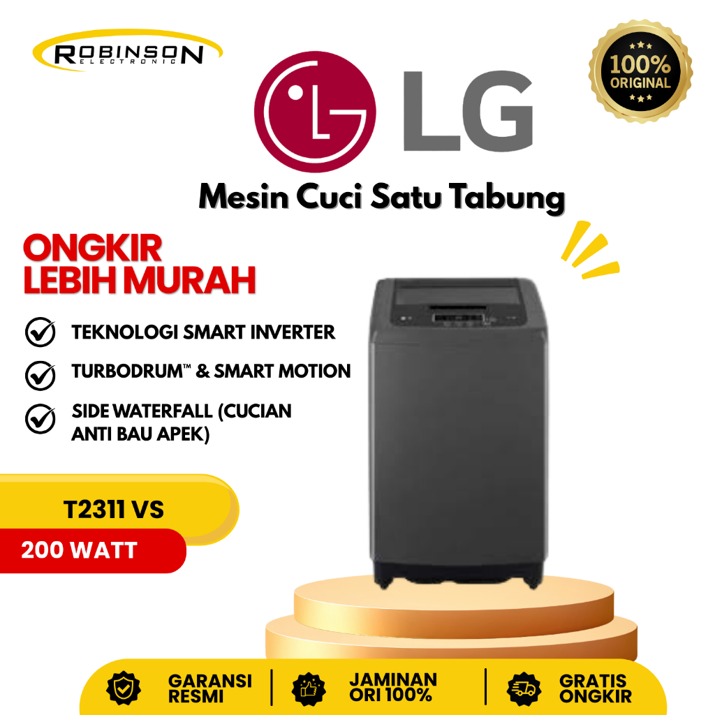 Mesin Cuci LG 1 Tabung 11 KG T2311VS