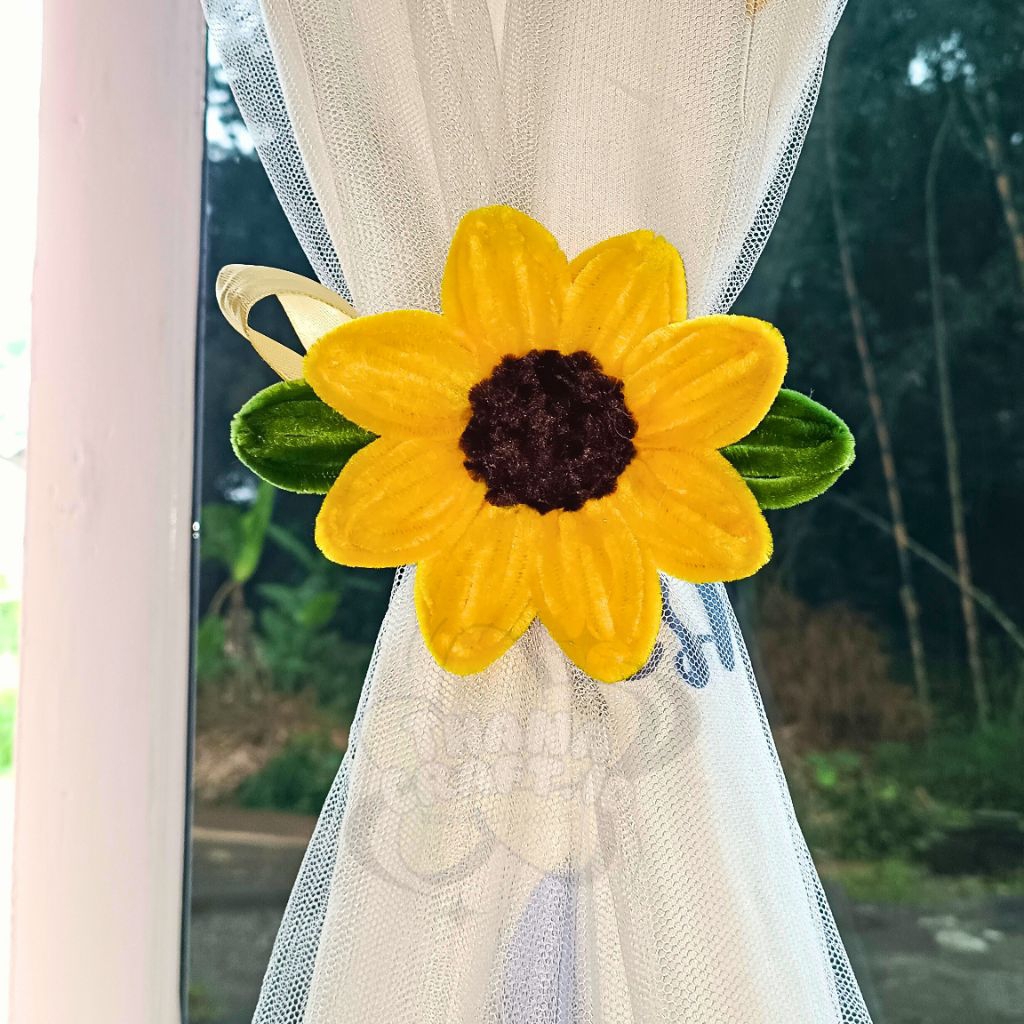 Tali Gorden Bunga Handmade | Pengikat Gorden Estetik Kawat Bulu | Aksesoris Gorden Lucu & Aesthetic