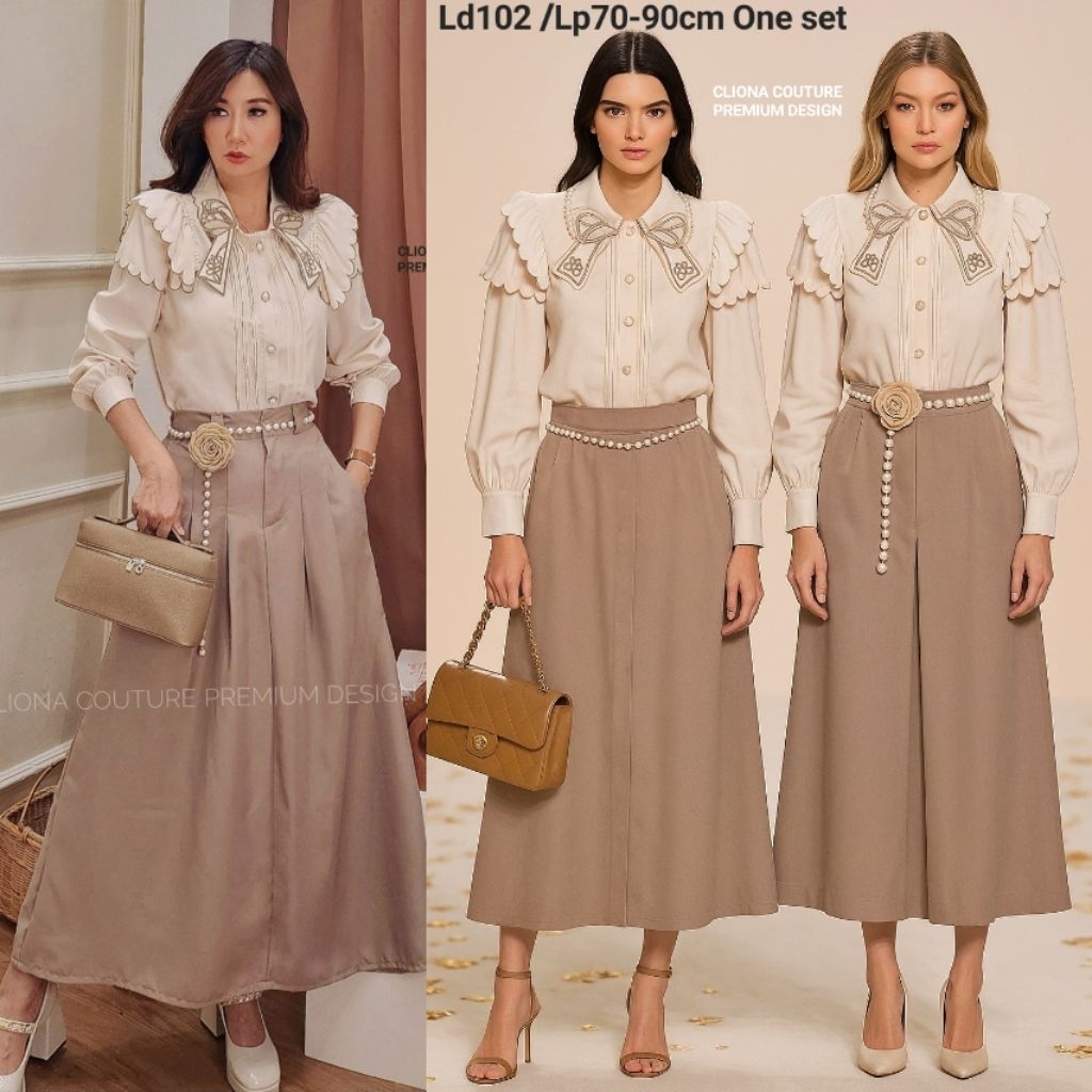 Cliona Couture Set Premium Set silk polyster inc belt bunga (bukan bahan kaku)