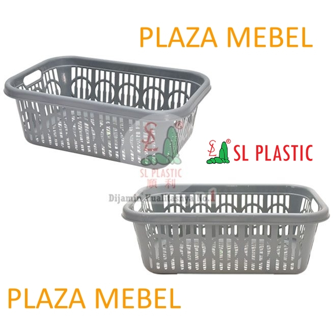 Keranjang Pakaian SL Plastik Abu - Silver / Keranjang Baju Laundry - Setrika MEDIUM (Khusus GOJEK)