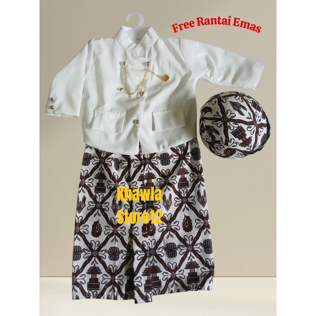 Setelan Beskap Premium Anak Laki/Baju Adat Jawa Anak/Batik Sido Luhur(Blangkon Solo)